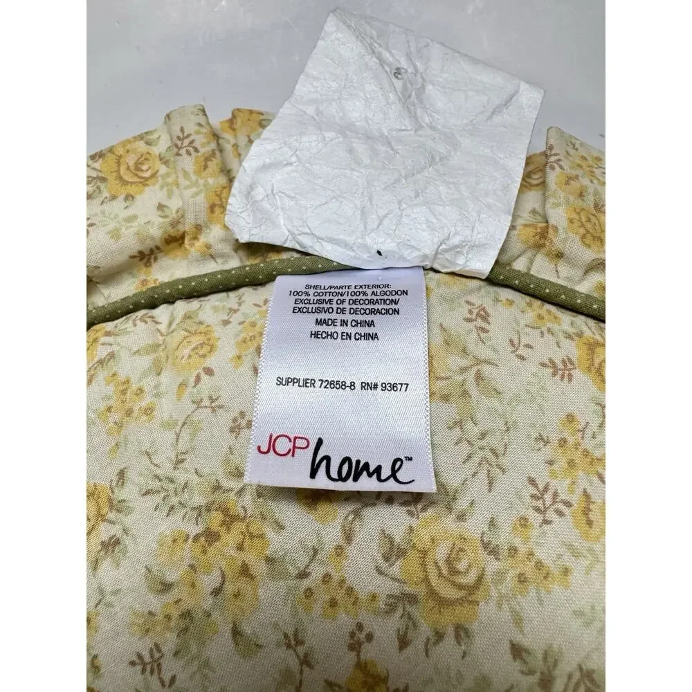 Grandma Core Yellow Sage Green Round Ruffled VTG. Cottage Core Pillow JCP Home